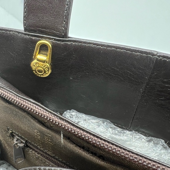 VALENTINO ORLANDI Vintage Brown Leather Gold Tone Top Handle Satchel Bag - Picture 16 of 16